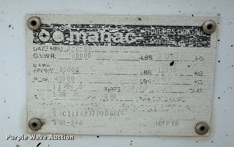 image for item DK6779 2007 Manac SBD-240 bottom dump trailer