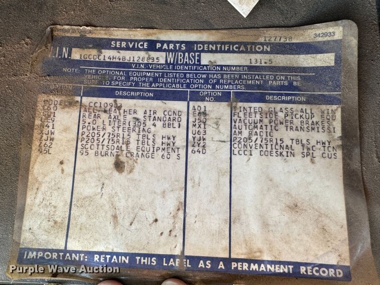 image for item DK6784 1981 Chevrolet C10 pickup truck