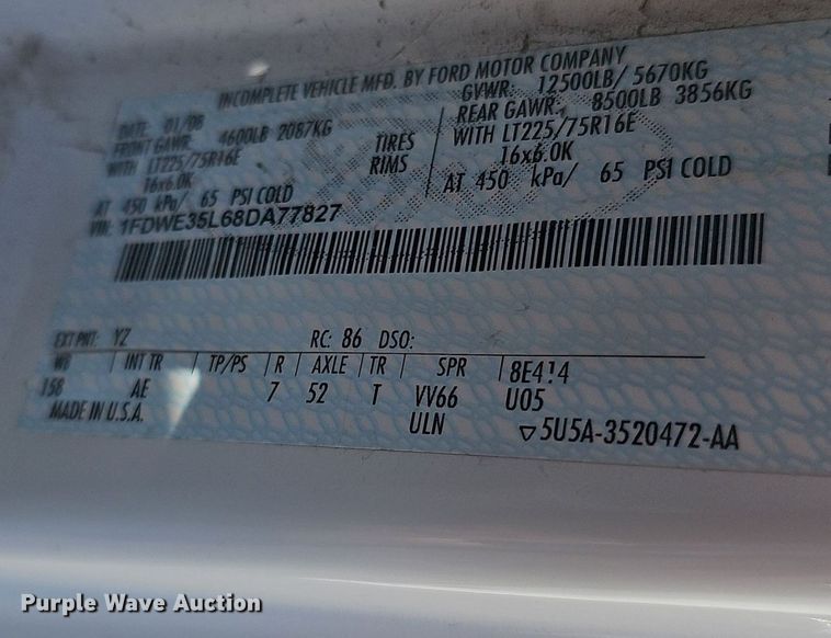 image for item DM1530 2008 Ford E350 Super Duty  box truck