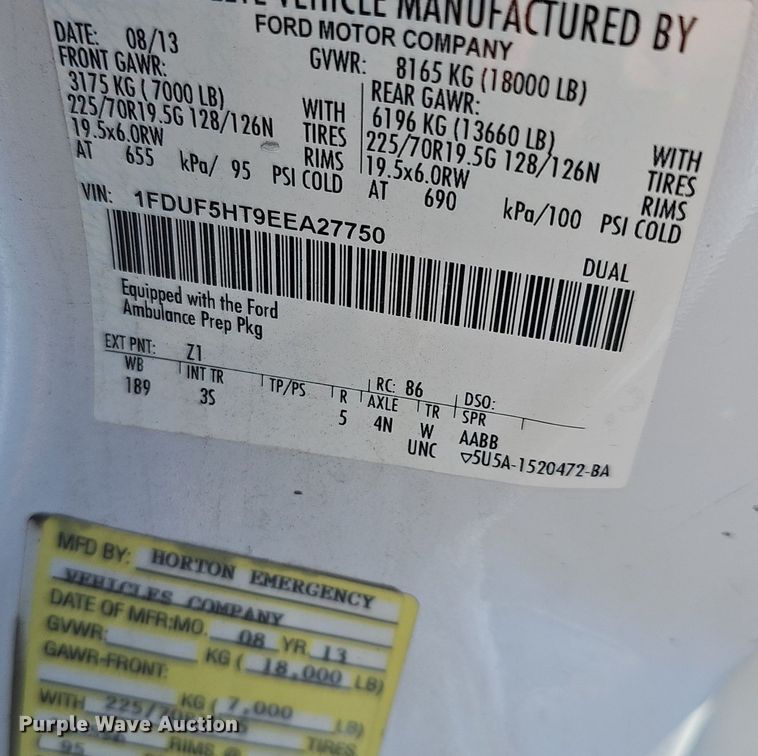 image for item DM1538 2014 Ford F550 Super Duty XLT ambulance