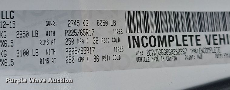 image for item DM1541 2016 Braun handicap accessible van