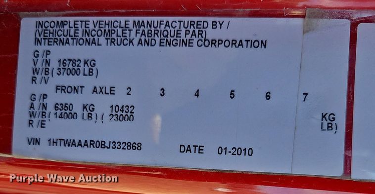 image for item DM1543 2011 International  WorkStar 7300 dump truck