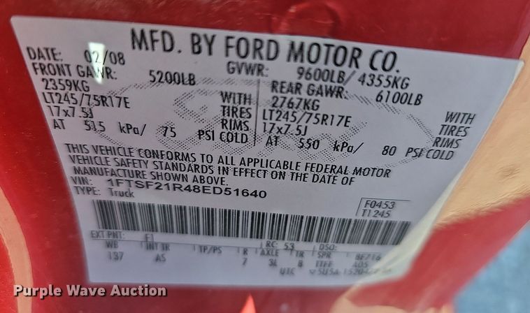 image for item DM1546 2008 Ford F250 Super Duty XL pickup truck