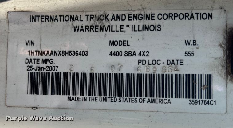 image for item EG0234 2008 International 4400 SBA dump truck