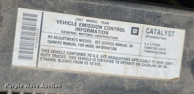 image for item EJ5872 2007 Chevrolet Silverado 1500 pickup truck