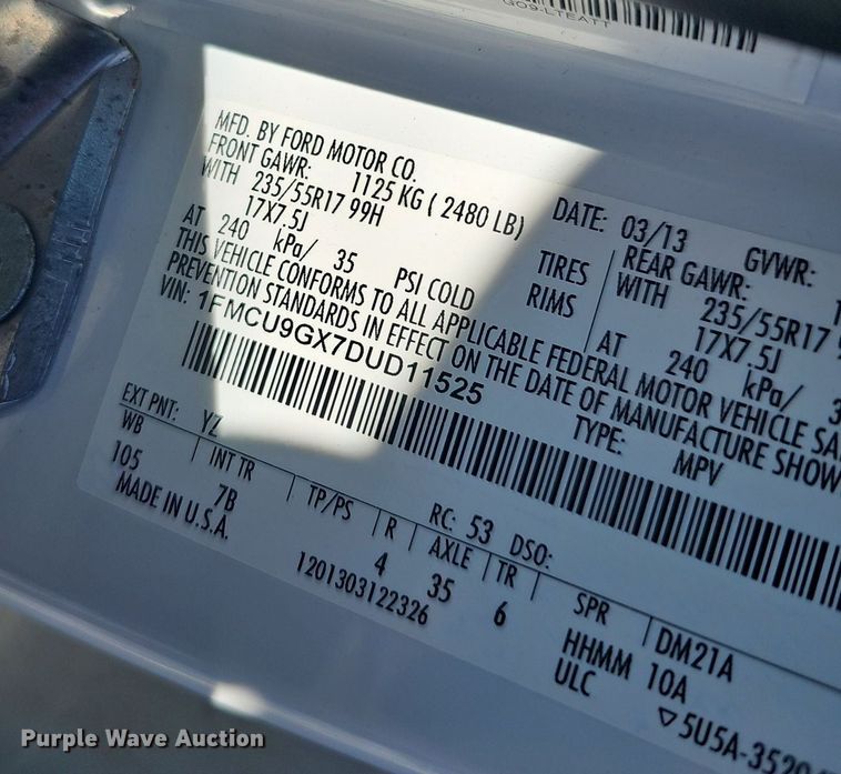 image for item EJ5874 2013 Ford Escape SE SUV