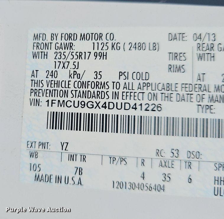 image for item EJ5875 2013 Ford Escape SE SUV