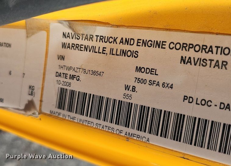 image for item EJ5881 2009 International 7500 dump truck