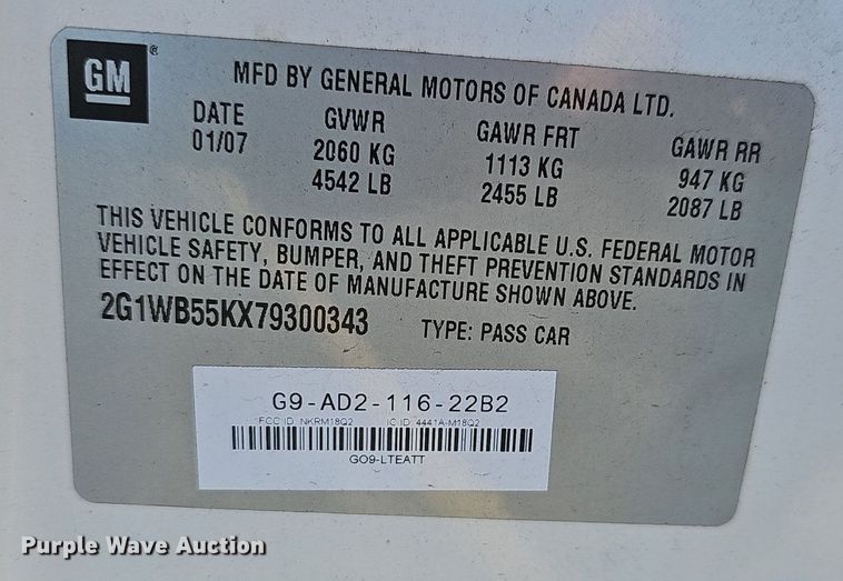 image for item EJ5886 2007 Chevrolet Impala LS 