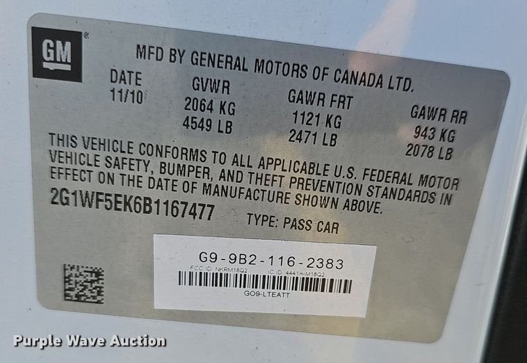 image for item EJ5888 2011 Chevrolet Impala LS 