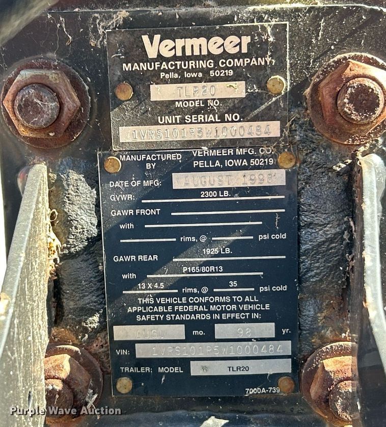 image for item EK4072 1998 Vermeer V-1850RCA root cutter