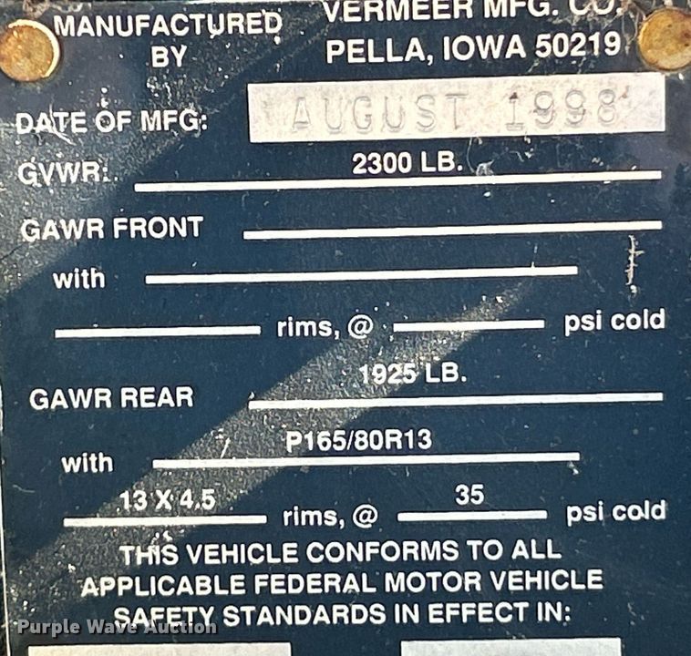 image for item EK4072 1998 Vermeer V-1850RCA root cutter