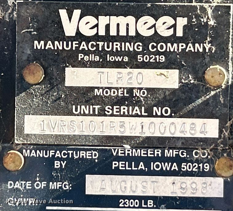 image for item EK4072 1998 Vermeer V-1850RCA root cutter