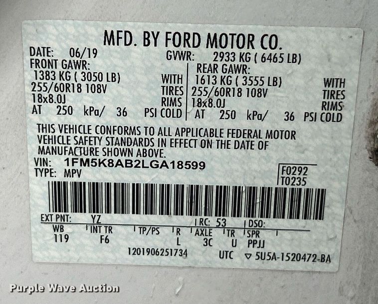 image for item EK4082 2020 Ford Explorer Police Interceptor  SUV