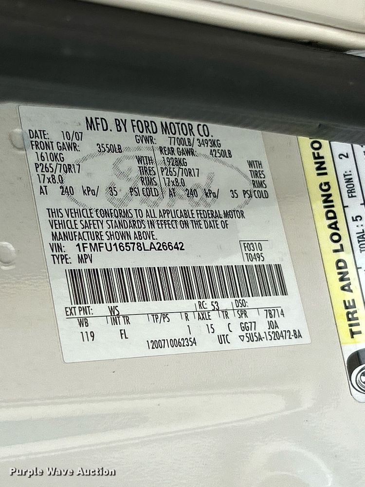 image for item EK4119 2008 Ford  Expedition XLT SUV