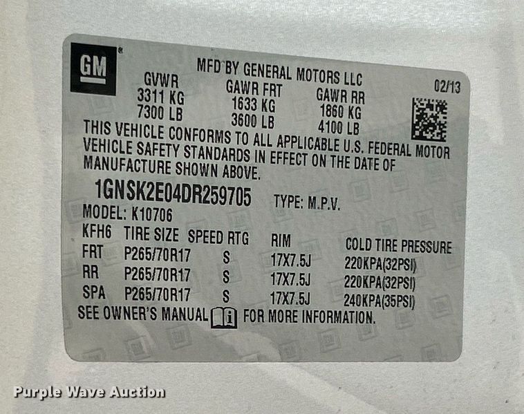 image for item EK4121 2013 Chevrolet Tahoe SUV