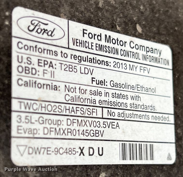 image for item KV9812 2013 Ford Taurus Police Interceptor 