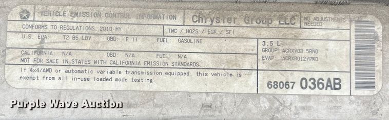 image for item KV9816 2010 Dodge Charger  