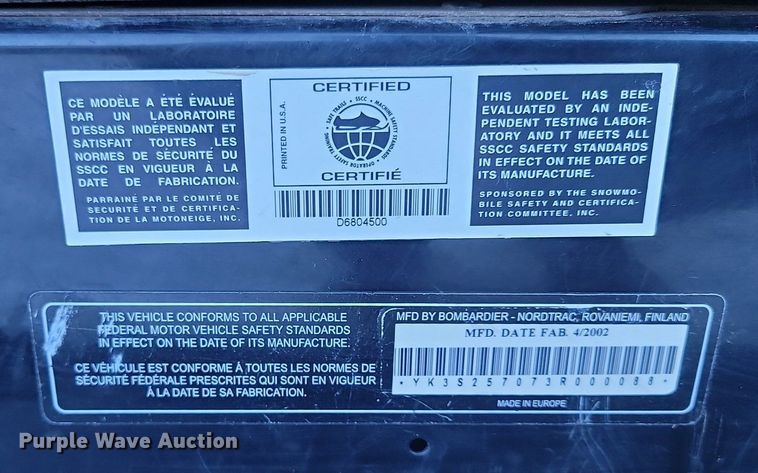 image for item LA9720 2003 Ski-doo Rotax 600 snowmobile