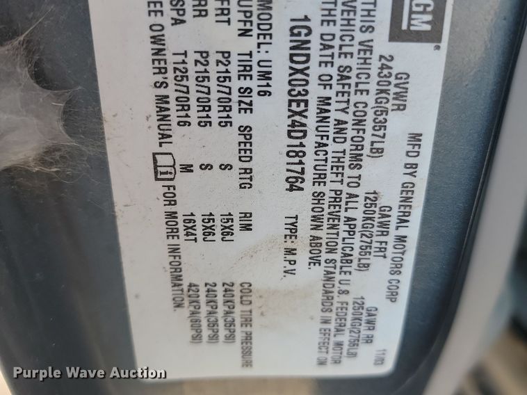 image for item LA9728 2004 Chevrolet  Venture  van