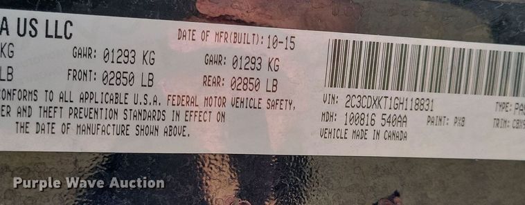 image for item LC9823 2016 Dodge Charger Police 