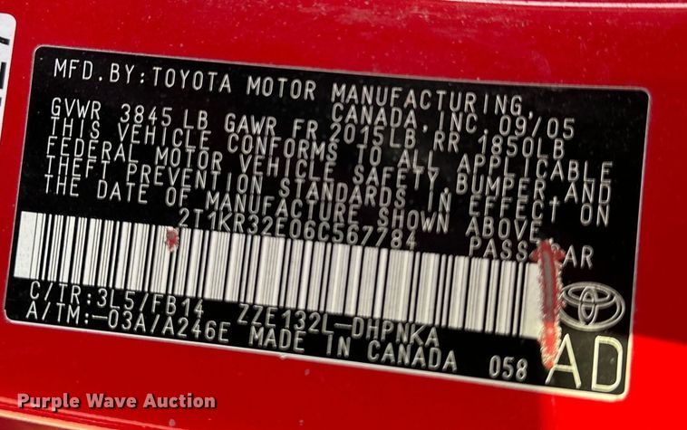 image for item NL9378 2006 Toyota Matrix XR 