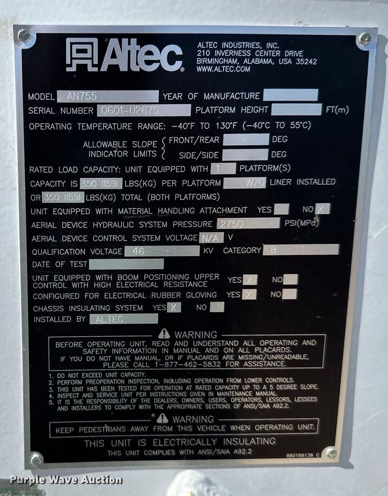 image for item NL9384 2001 Chevrolet C7500 bucket truck