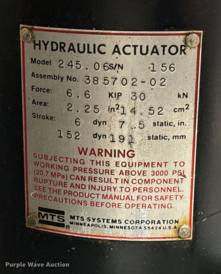 image for item NU9394 MTS seismic simulation system