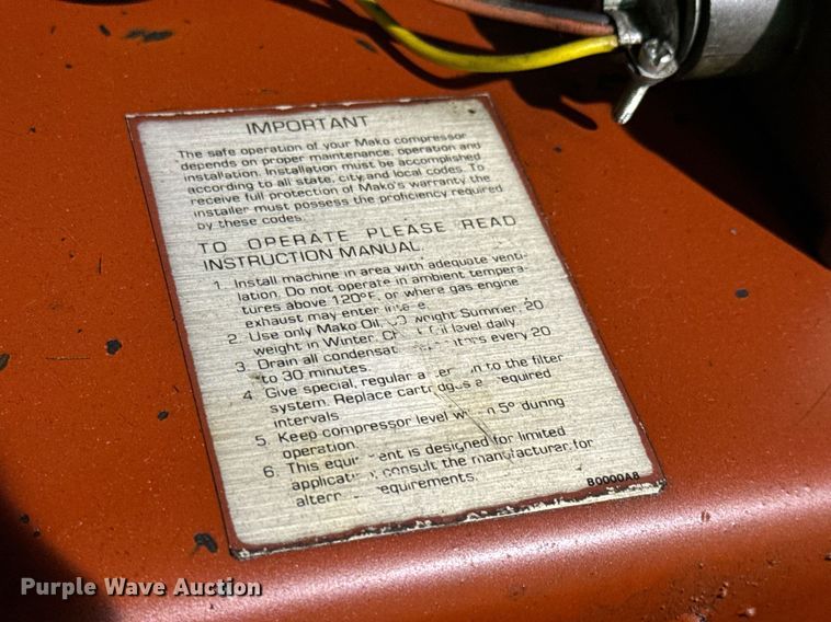 image for item NU9438 Mako 5407BADT SCBA air compressor 