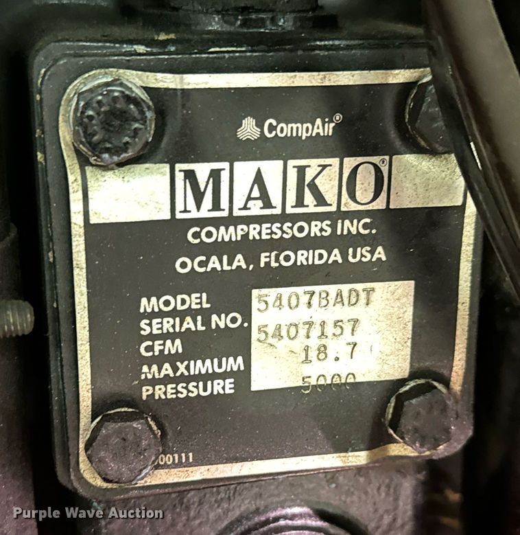 image for item NU9438 Mako 5407BADT SCBA air compressor 