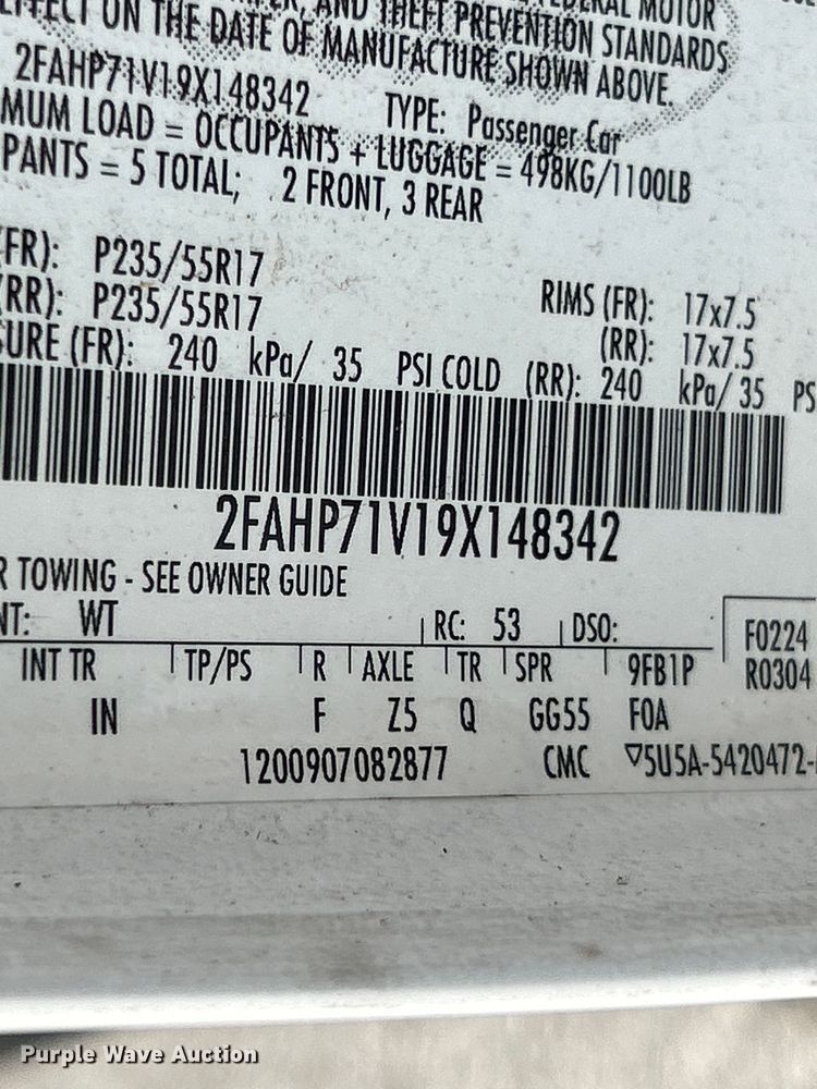 image for item OK9752 2009 Ford  Crown Victoria Police Interceptor 