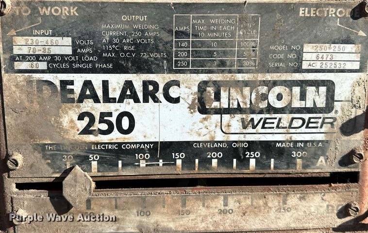 image for item OM9856 Lincoln Welder  Idealarc 250 welder