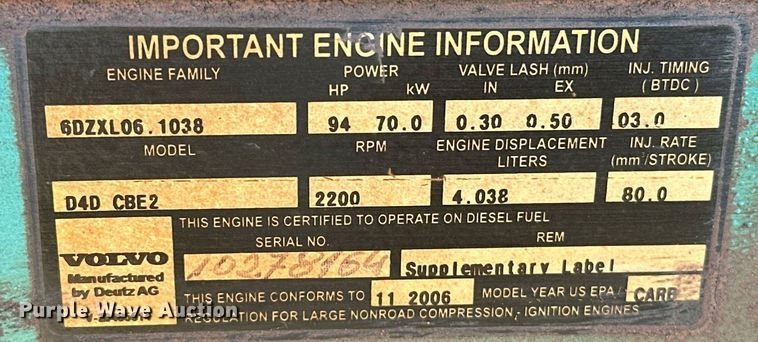 image for item OM9860 2007 Volvo  BL70 backhoe