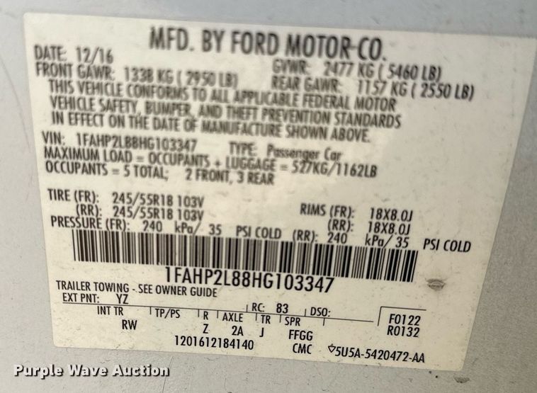 image for item OM9869 2017 Ford  Taurus Police Interceptor 