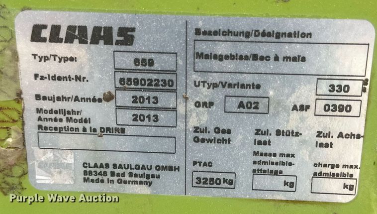 image for item DG4255 2013 Claas Orbis 750 rotary forage head