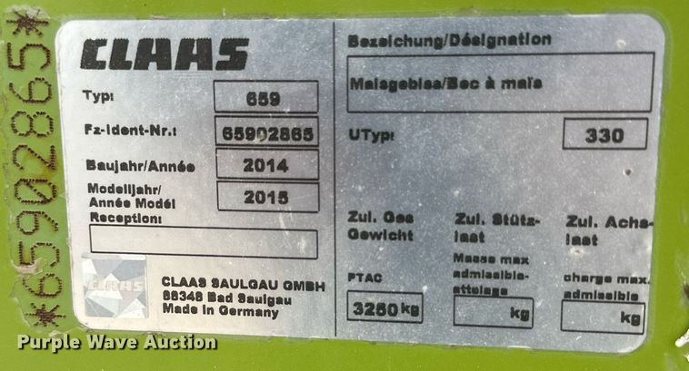 image for item DG4257 2015 Claas Orbis 750 rotary forage head