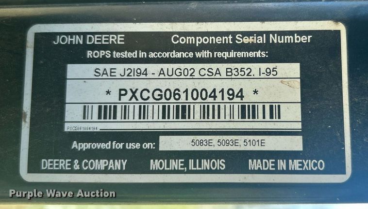 image for item DN0706 2012 John Deere 5083E MFWD tractor