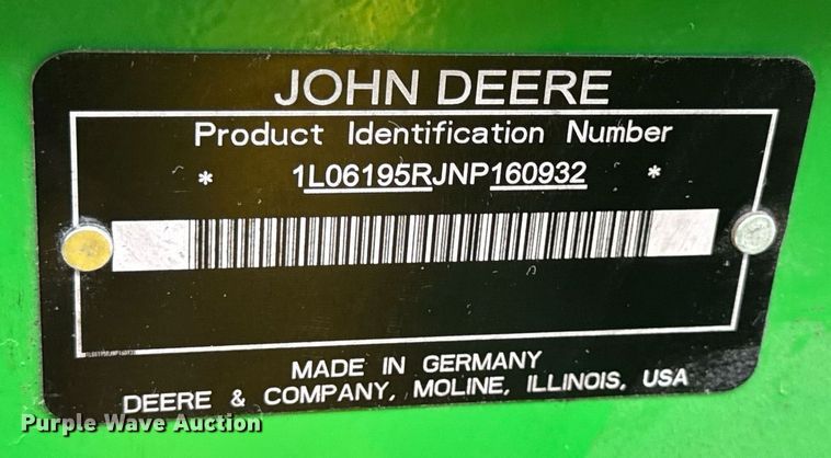 image for item DO2217 2022 John Deere 6R195 MFWD tractor