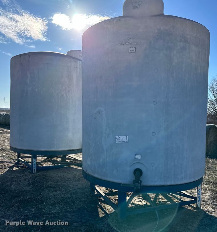 image for item DQ6325 (2) 3,000 gallon poly tanks 