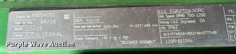 image for item DQ6728 2018 John Deere 9620RX tractor