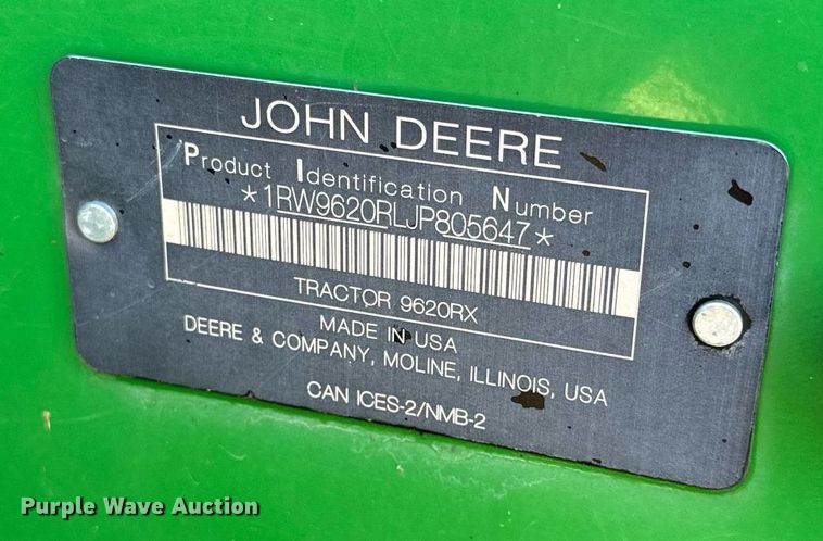 image for item DQ6728 2018 John Deere 9620RX tractor