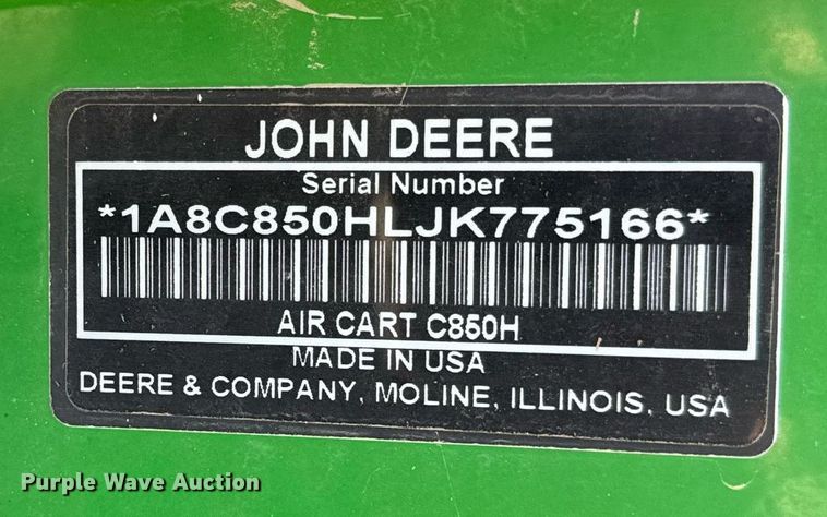 image for item DQ6729 2018 John Deere 1890C air seeder
