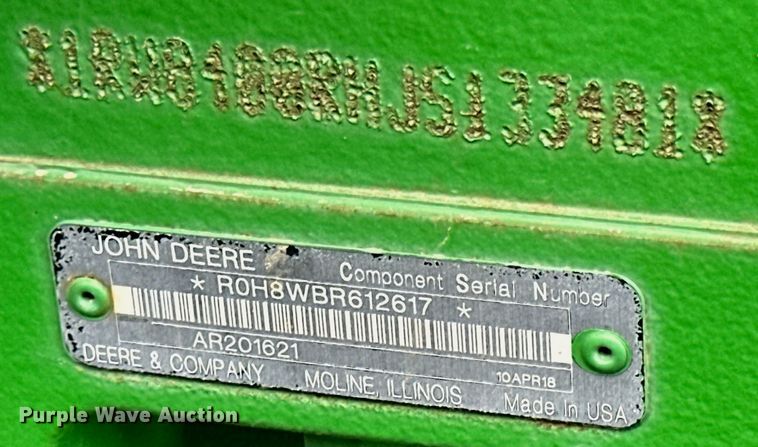 image for item DQ6732 2018 John Deere 8400R MFWD tractor