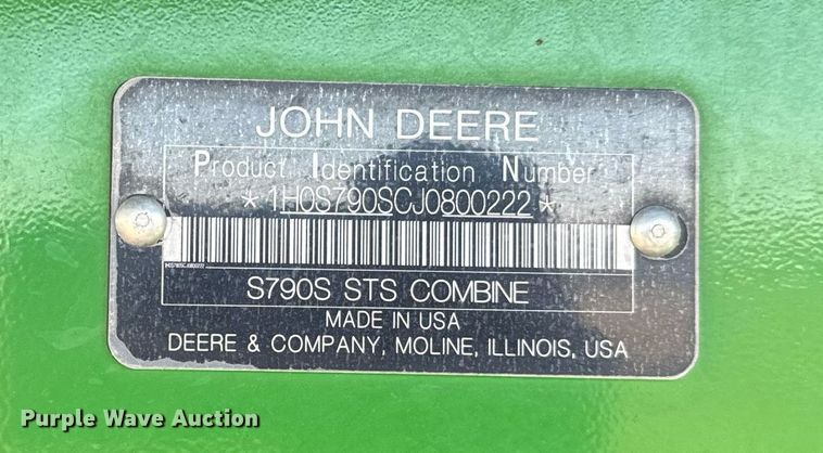 image for item DQ6739 2018 John Deere S790 combine