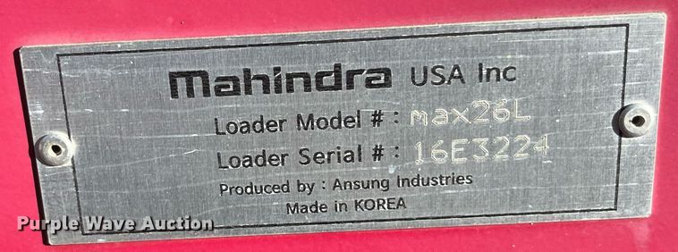 image for item EI0671 2016 Mahindra  Max 26XL MFWD tractor