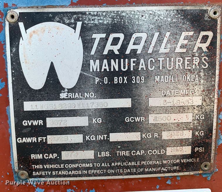 image for item KX9849 1983 WW Trailer livestock trailer