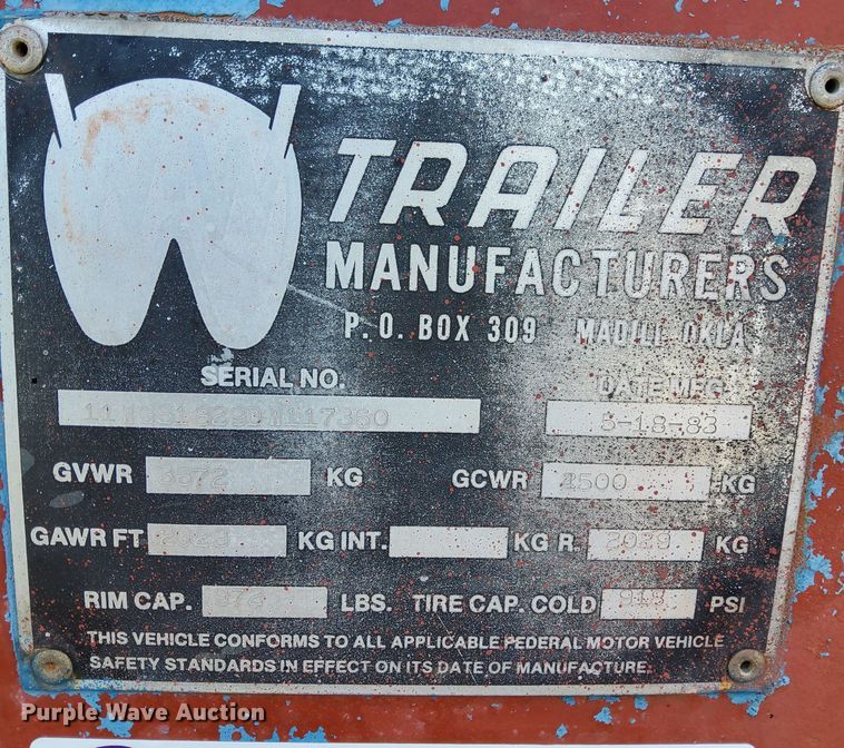 image for item KX9849 1983 WW Trailer livestock trailer