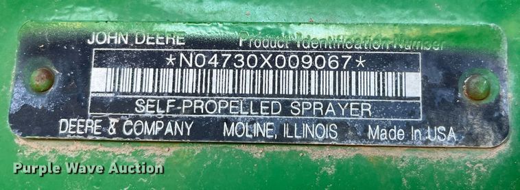 image for item LD9986 2010 John Deere 4730 sprayer