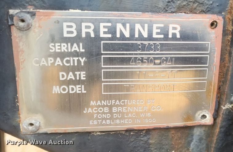 image for item MI9969 1977 Brenner Transport  tank trailer
