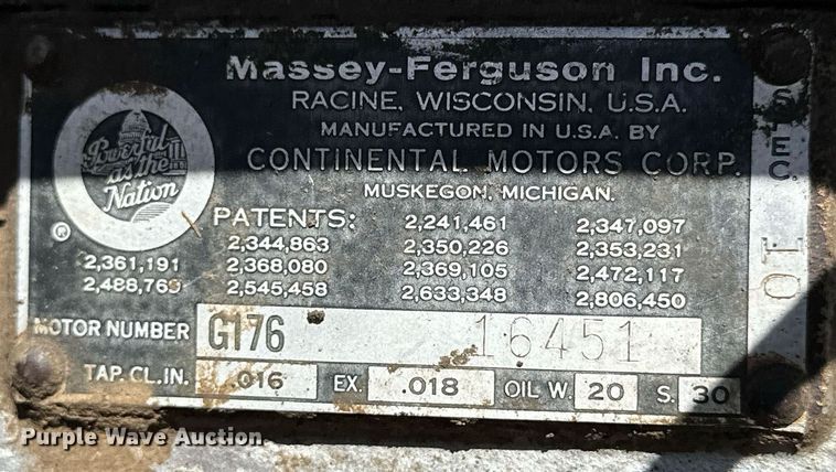 image for item NJ9357 1959 Massey Ferguson 65 tractor